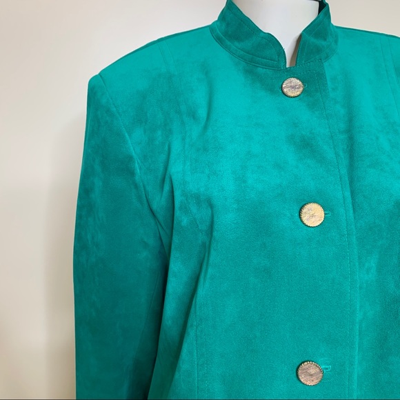 Vintage Nat Kaplan Couture Green Suede Blazer - Picture 2 of 16